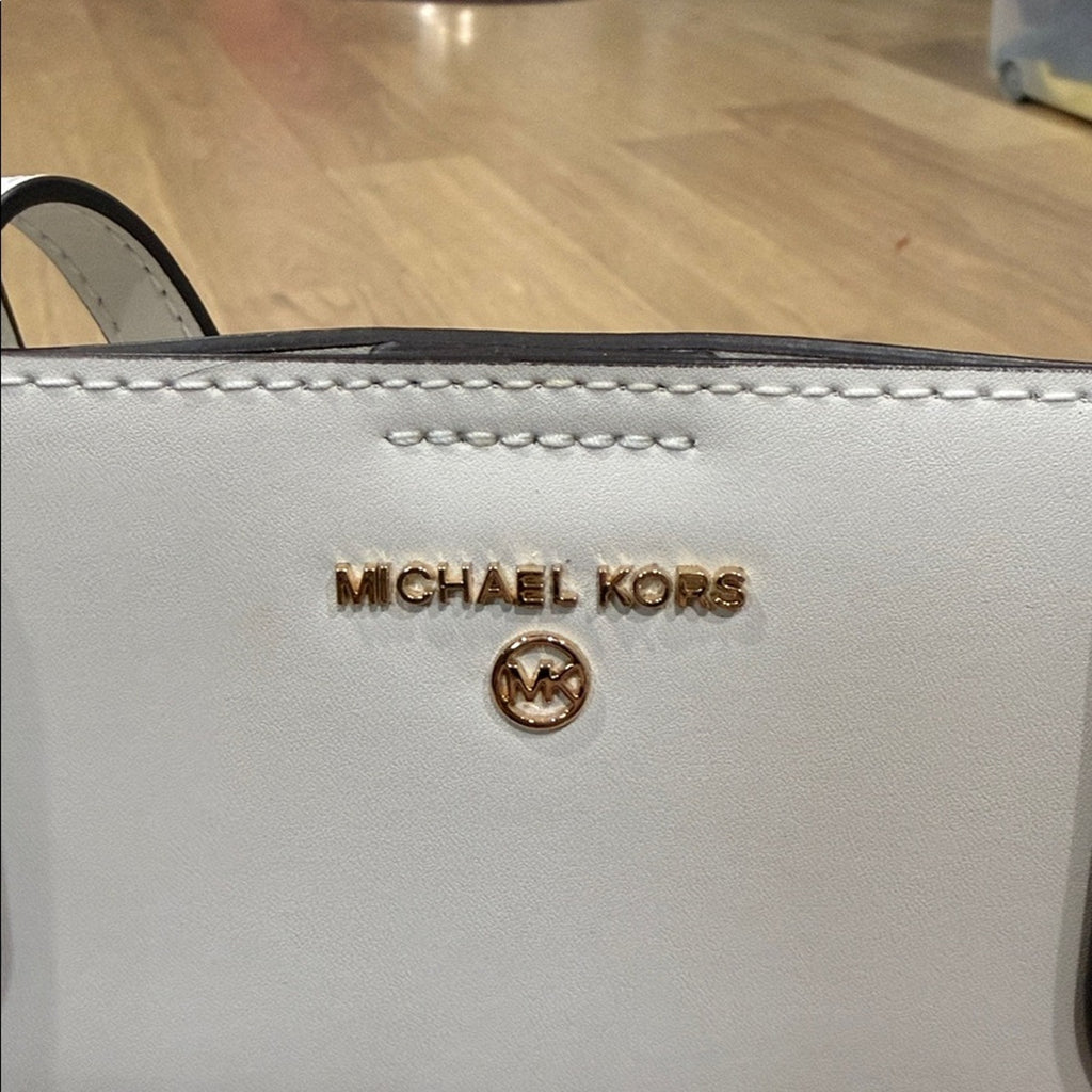 Michael Kors Sinclair Large Perforated Leather Tote Bag in White