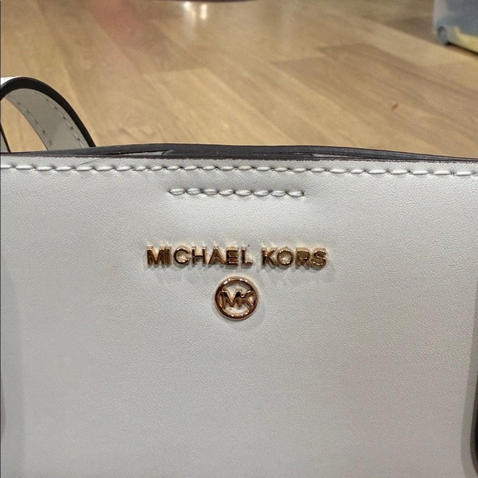 Michael Kors Sinclair Large Perforated Leather Tote Bag in White