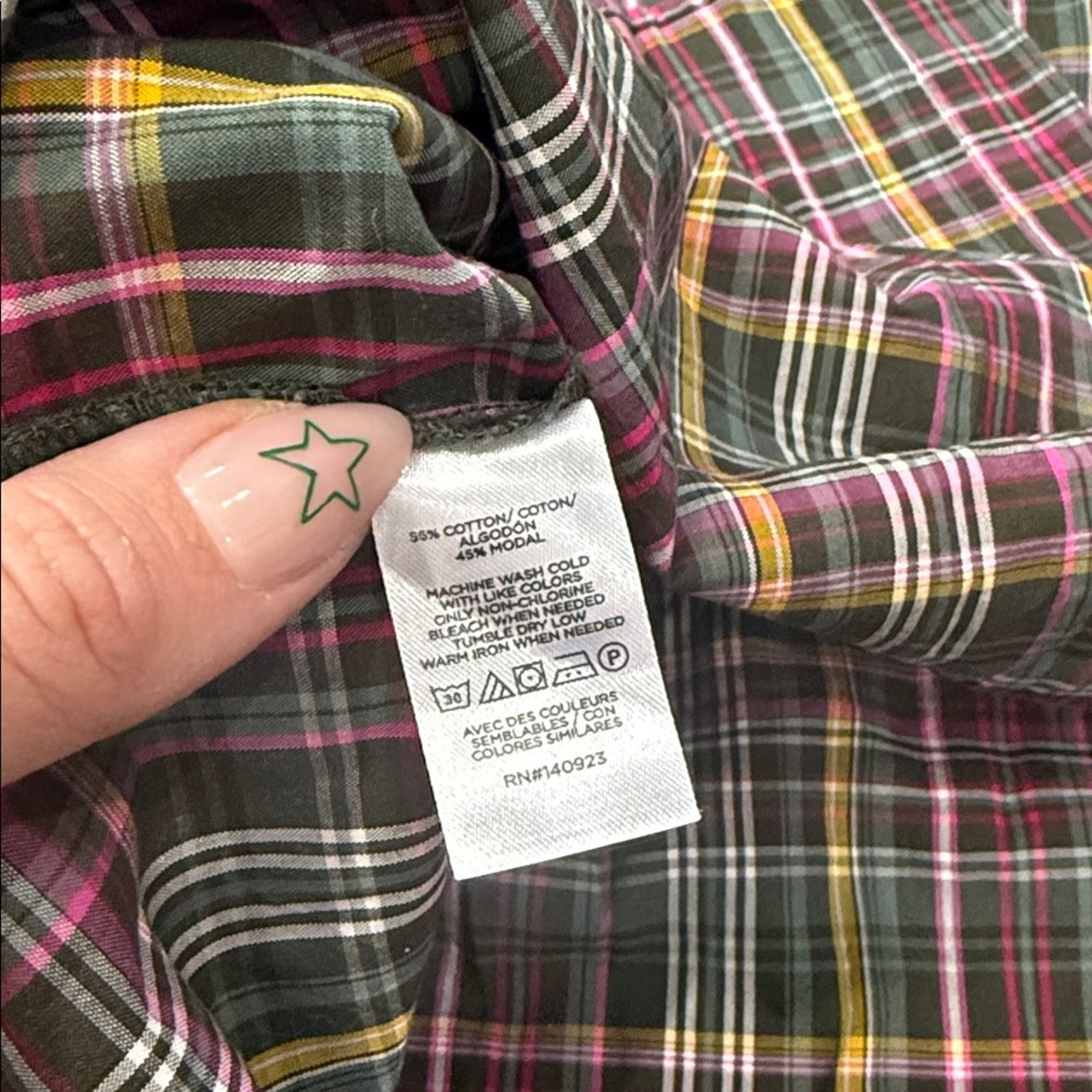 LOFT Multicolor Plaid Button Front Vented Hem Long Sleeve Shirt Size XL