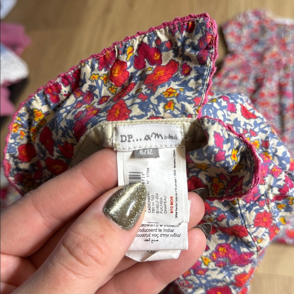 DP...am Bebe Floral Baby Dress with Bonnet and Shoes Size 12 Months