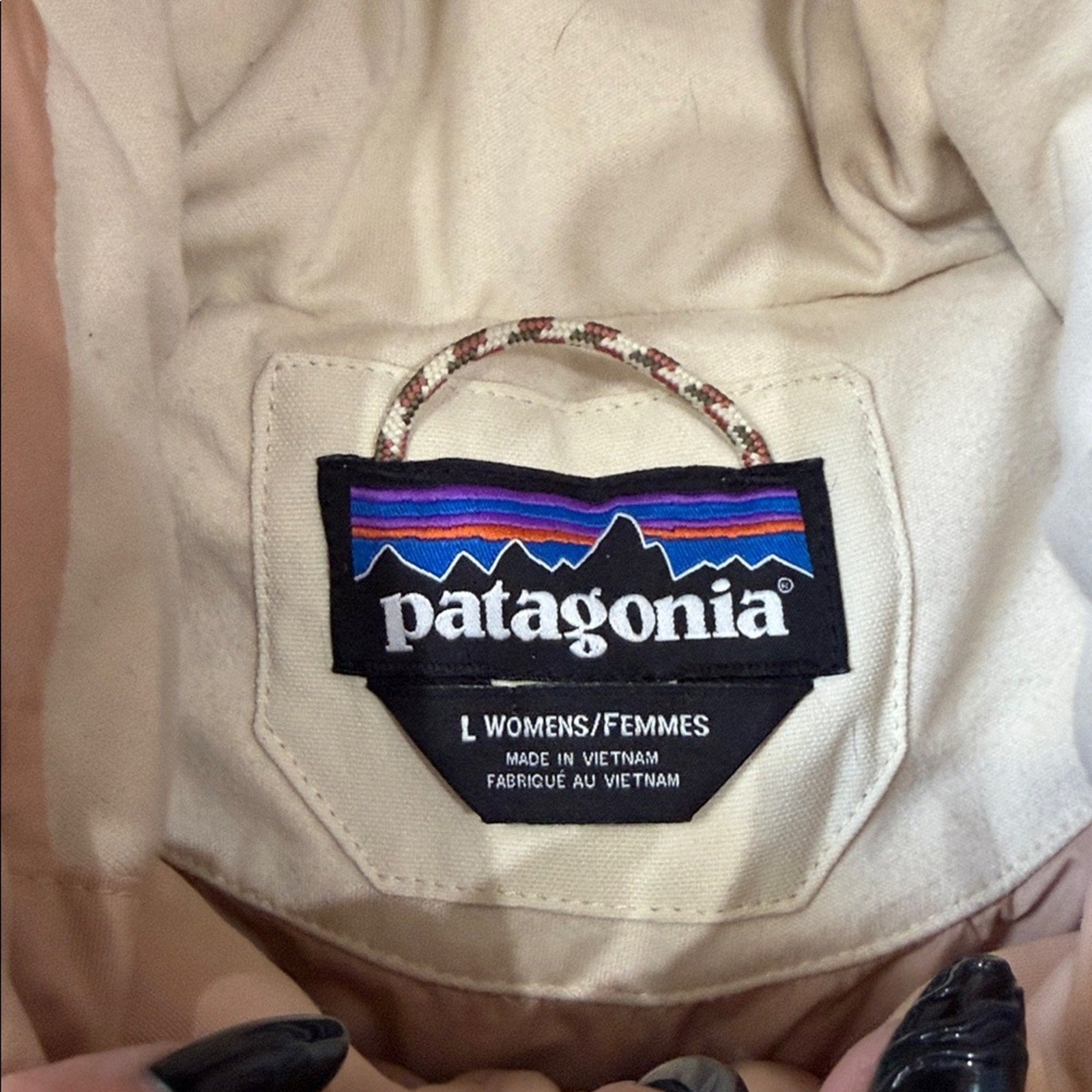 Patagonia Women's Bivy Hooded Down Vest - Oyster White & Pink Size Large