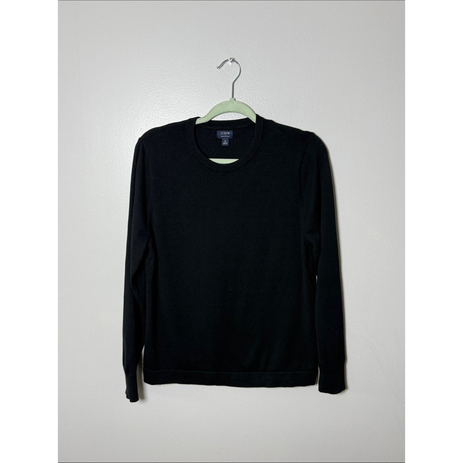 J. Crew Black Cotton Knit Crewneck Pullover Size Small