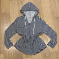 Fresh Produce Navy and White Striped Hooded Pullover Top Size XL