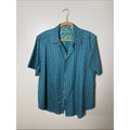 Robert Graham Classic Short-Sleeve Button-Down Shirt - Teal & Blue Geometric 2XL