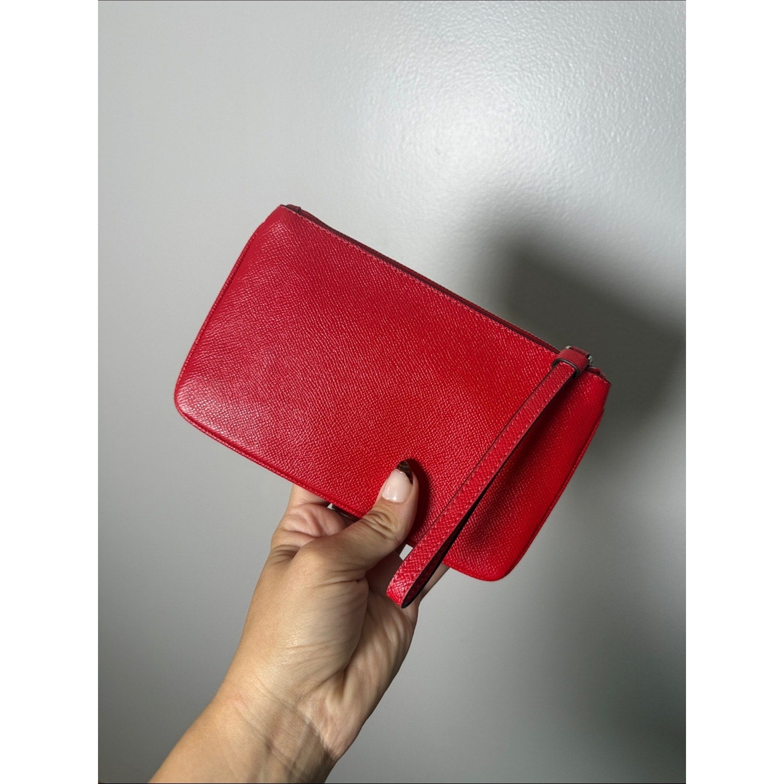 Coach Red Wristlet Pouch Wallet Leather
