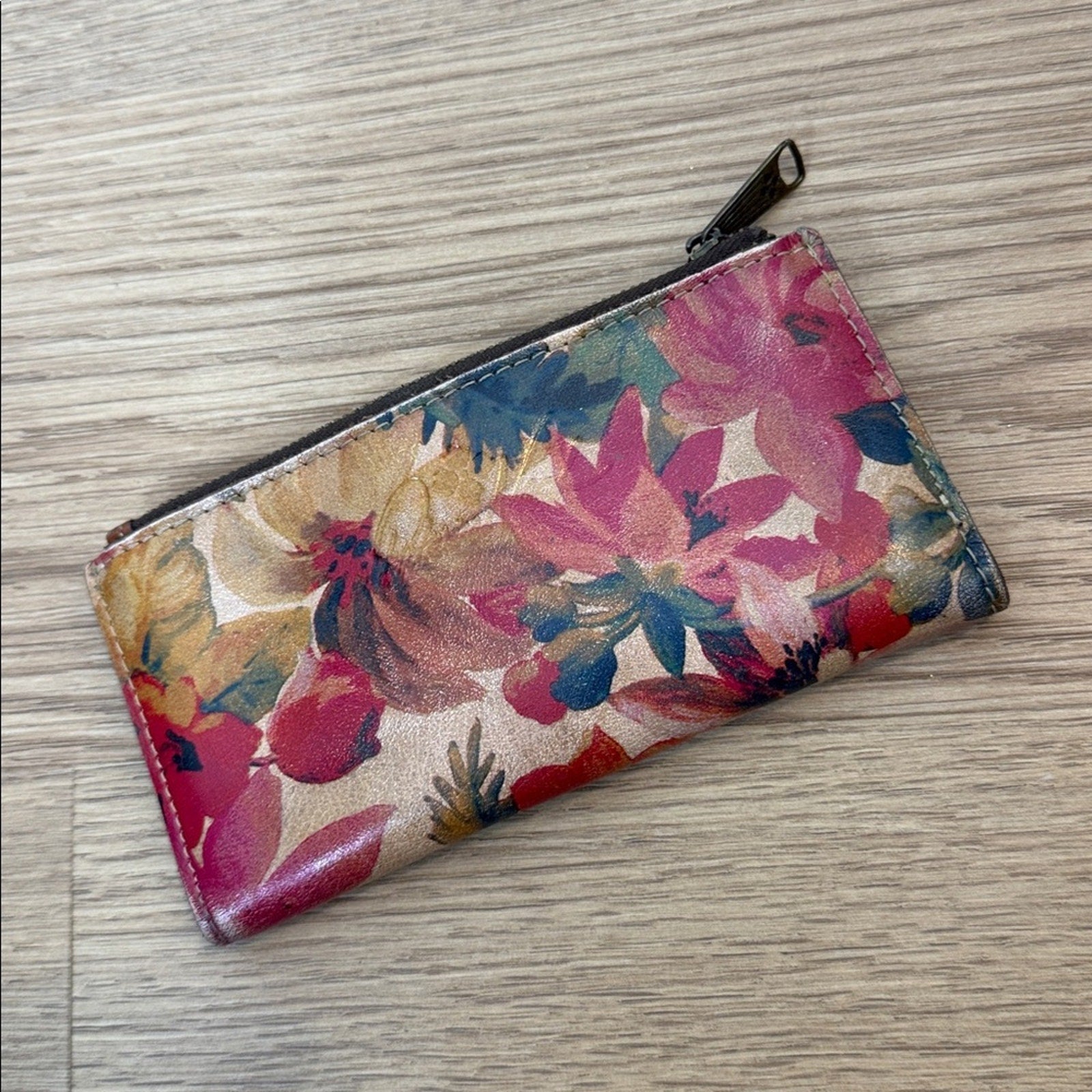 Patricia Nash Vintage Style Floral Pink and Brown Women's Wallet