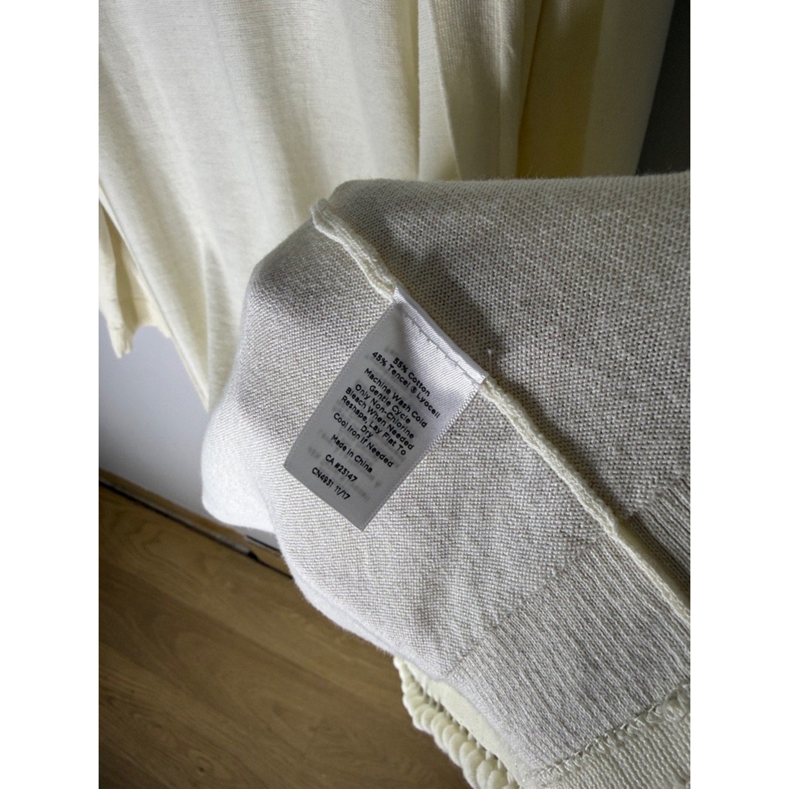 Talbots Cream Open-Front Cardigan with Pom-Pom Trim Size Large