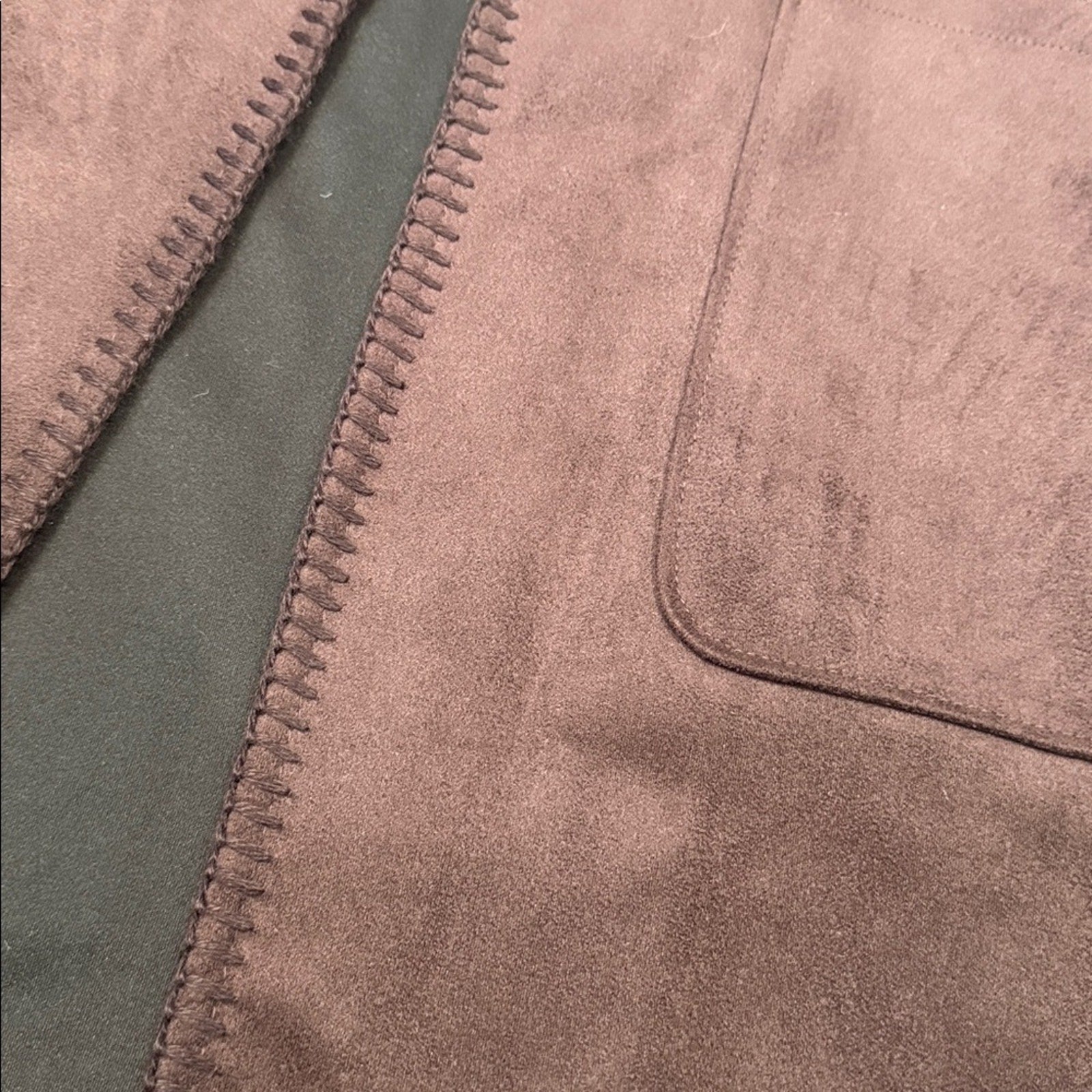 Tahari Plum Stitch Hem Open Front Long Jacket w/ Pockets Size XL
