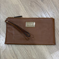 Michael Kors Fulton Large Top Zip Leather Wristlet Clutch Wallet in "Luggage"