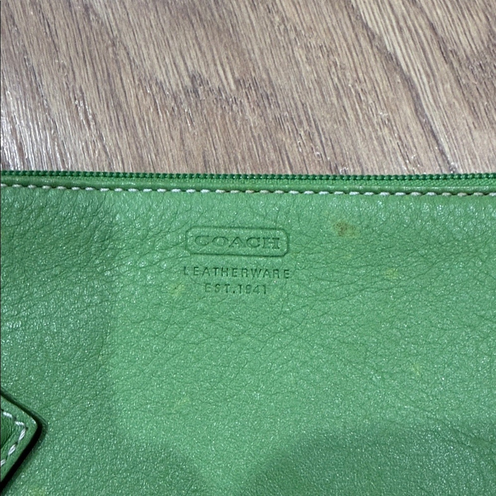 Coach Vibrant Green Leather Wristlet