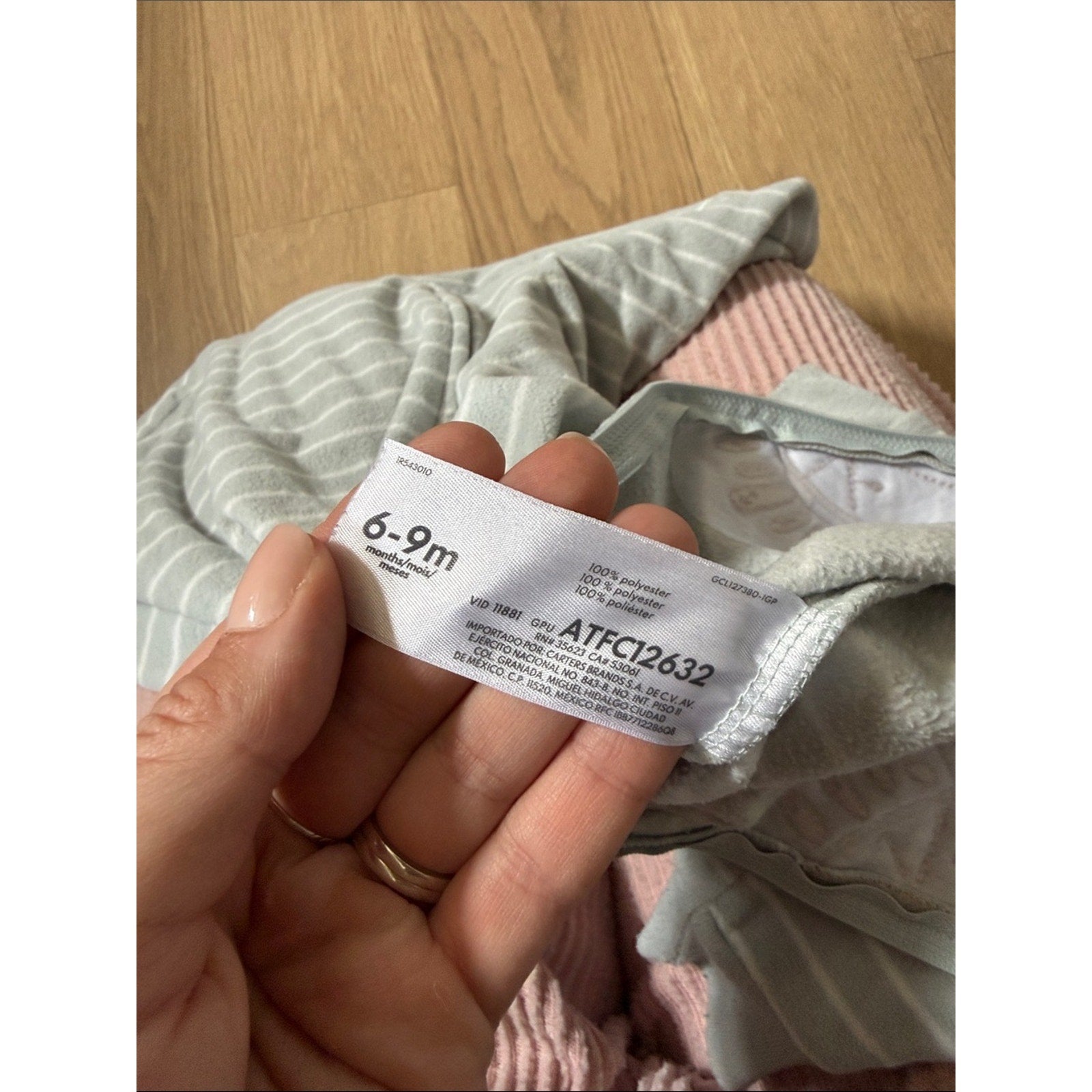 Carter's Light Gray & White Striped Lion Sleep Sack Size 6-9 Months