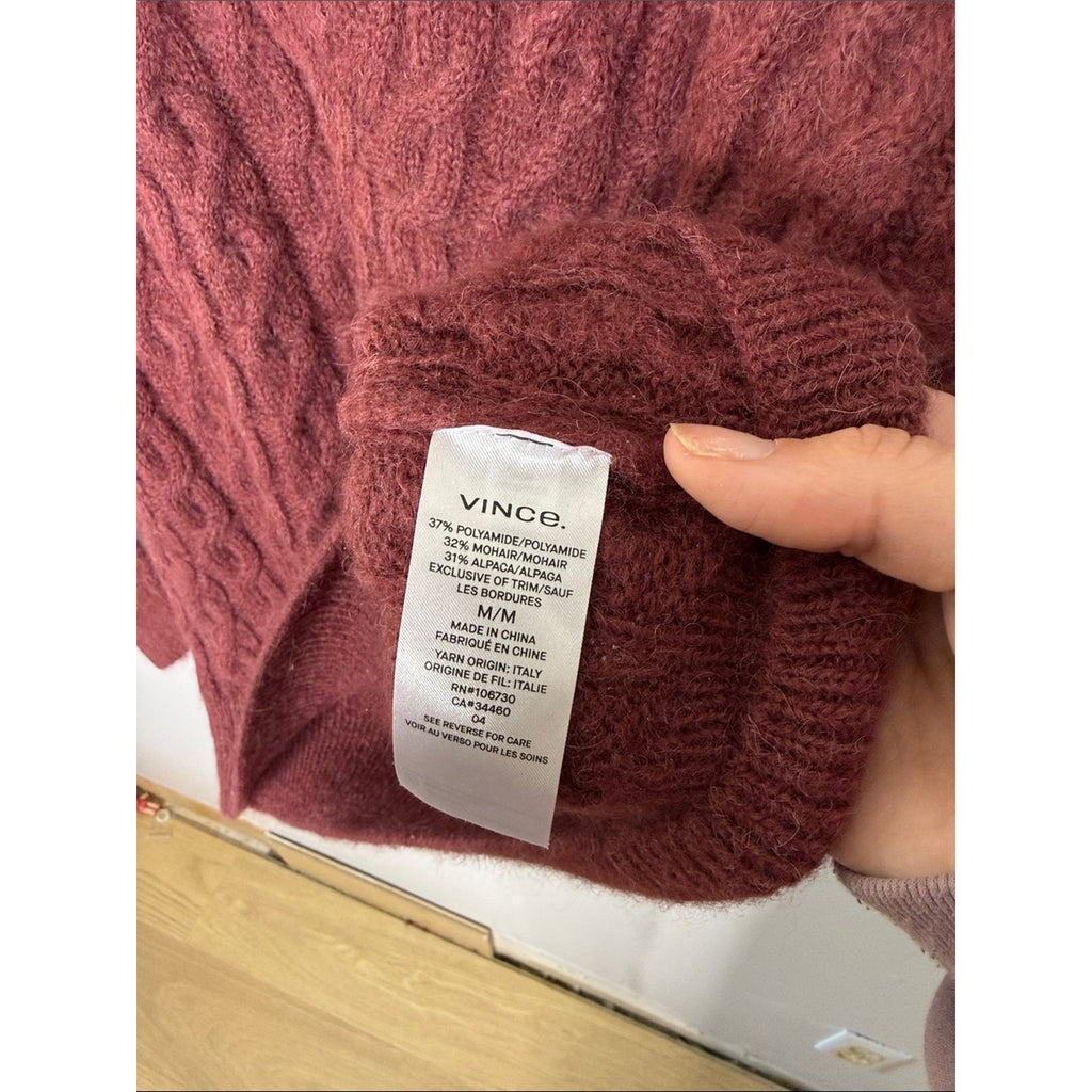 Vince Cable Knit V Neck Burgundy Sweater Size Medium