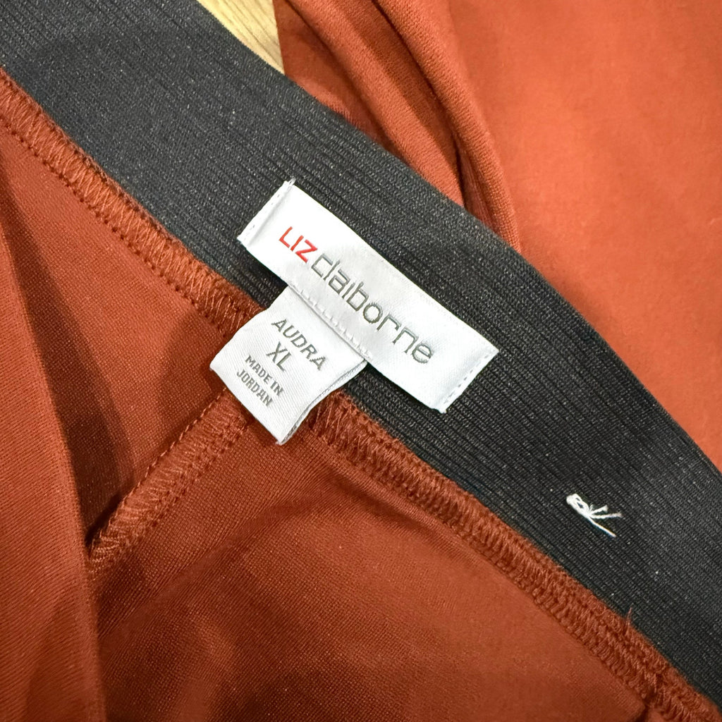 Liz Claiborne Women’s Mid-Rise Straight Leg Career Pants - Red/Rust Size XL