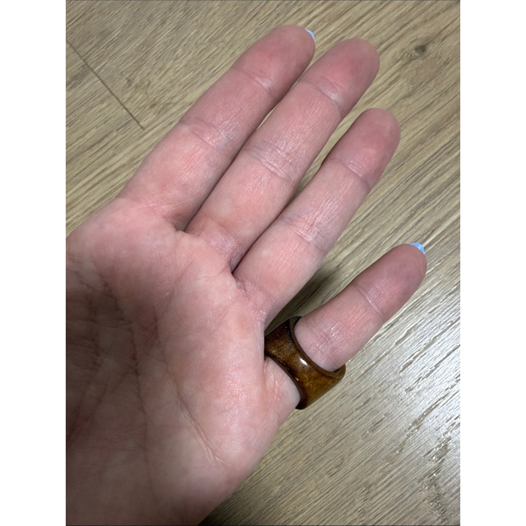 Bold Brown Geometric Statement Wooden Ring