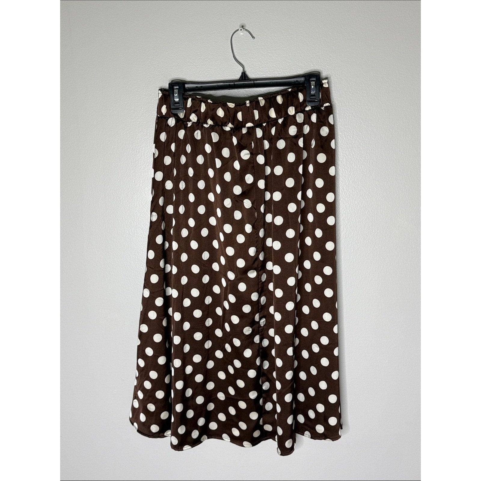Love & Piece Brown Polka Dot Tie-Waist Skirt Size Medium