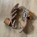 Venus Studded Block Heel Sandals in Tan and Gold Size 7.5
