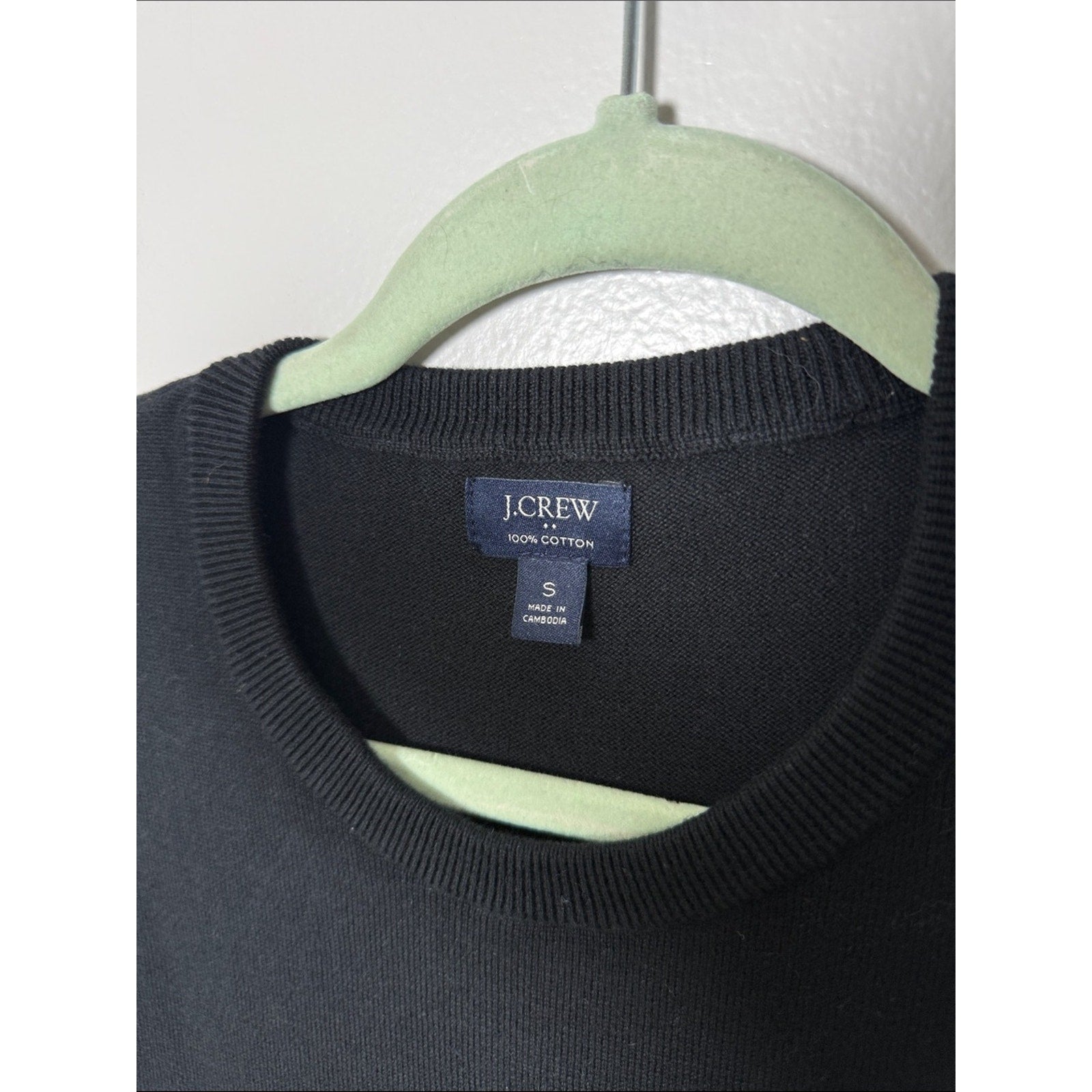 J. Crew Black Cotton Knit Crewneck Pullover Size Small