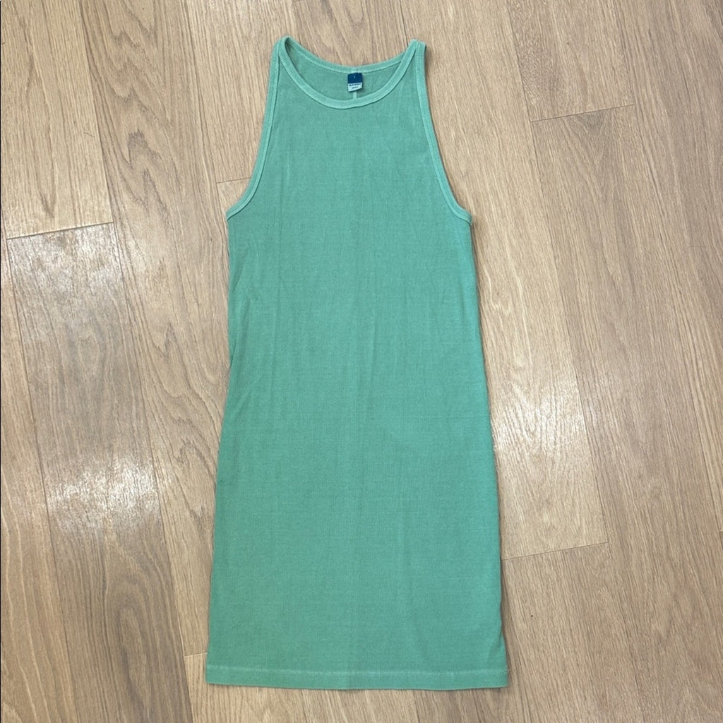 Old Navy Green Ribbed Sleeveless Midi Dress Size Large