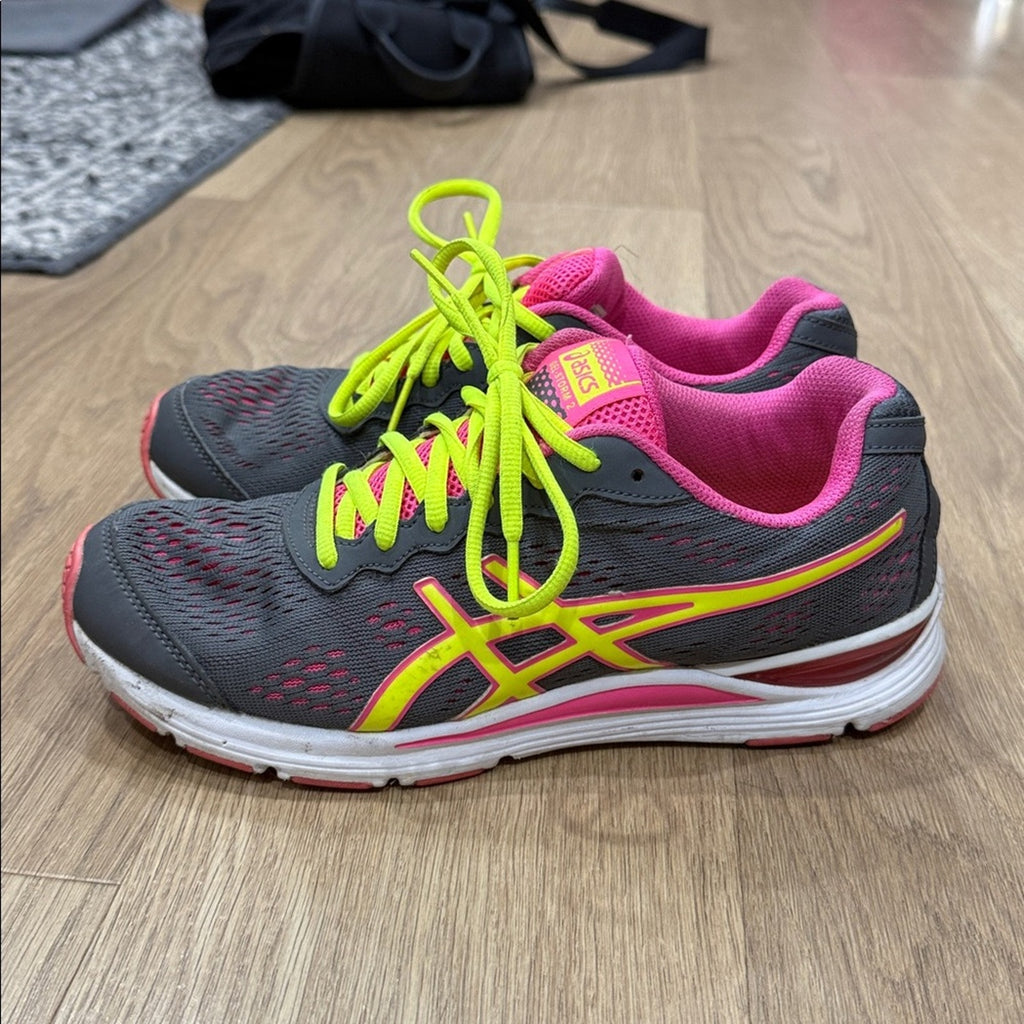 ASICS Gel-Storm 2 Women's Gray and Neon Yellow Athletic Running Shoes Size 8