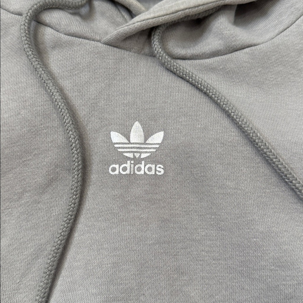 Adidas Light Gray Cropped Hoodie Sparkle Detail Size Medium