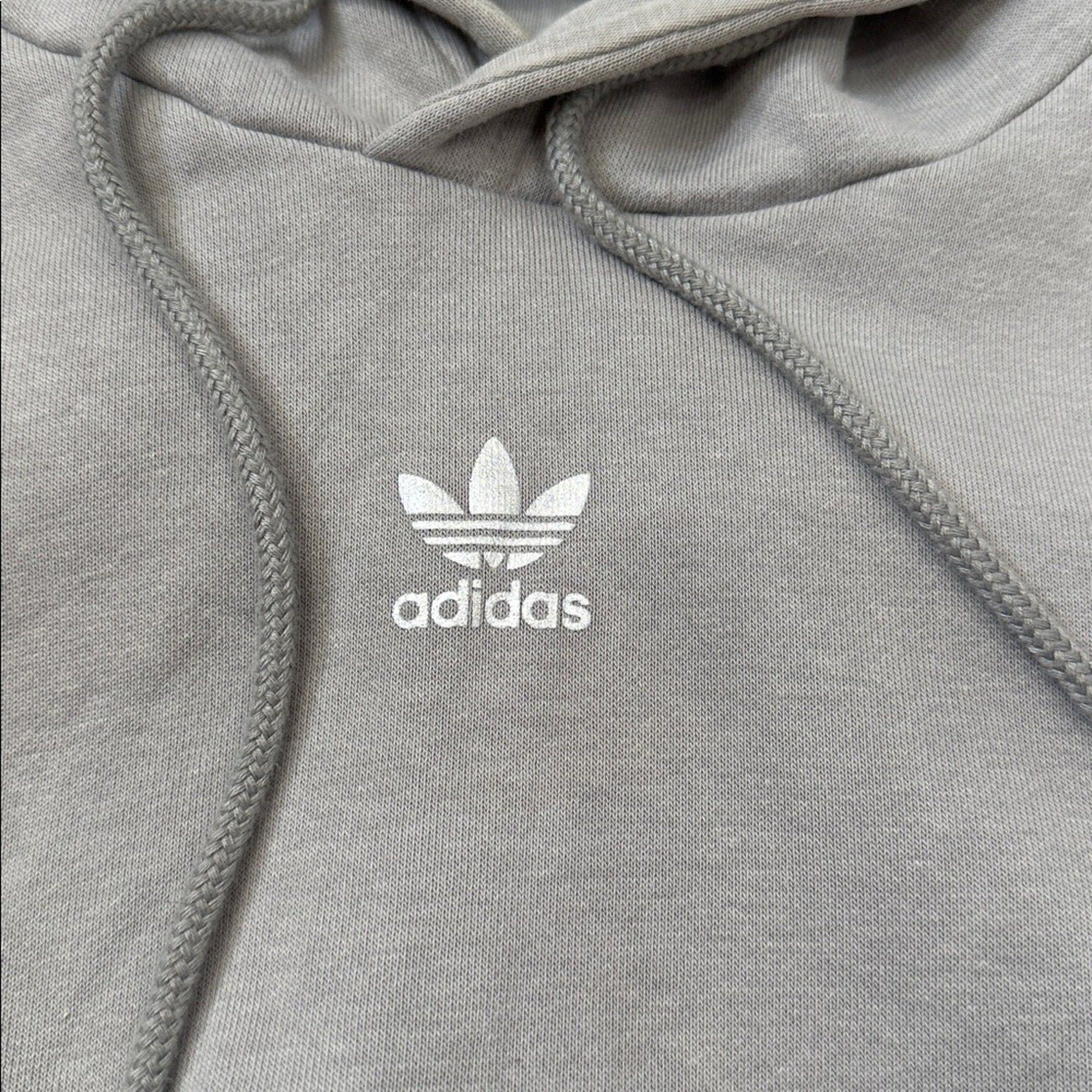 Adidas Light Gray Cropped Hoodie Sparkle Detail Size Medium