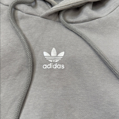 Adidas Light Gray Cropped Hoodie Sparkle Detail Size Medium