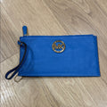 Michael Kors Royal Blue Fulton Large Zip Leather Wristlet