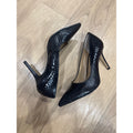 Ann Taylor Black Snakeskin Textured Stiletto Pointed Toe Heels Size 10