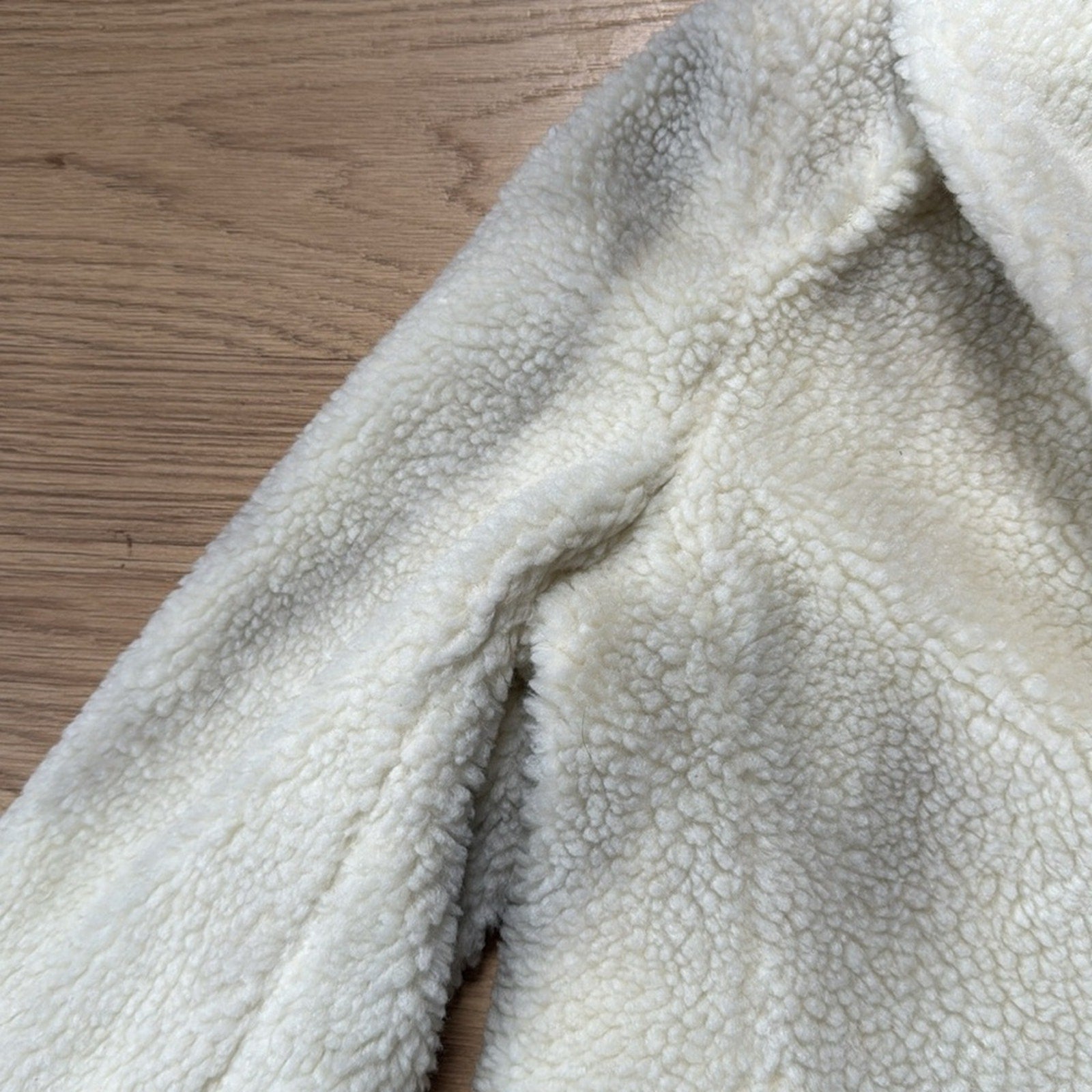 J. Crew Cream Polyester Teddy Button Front Jacket Plush Oversized Fit Medium