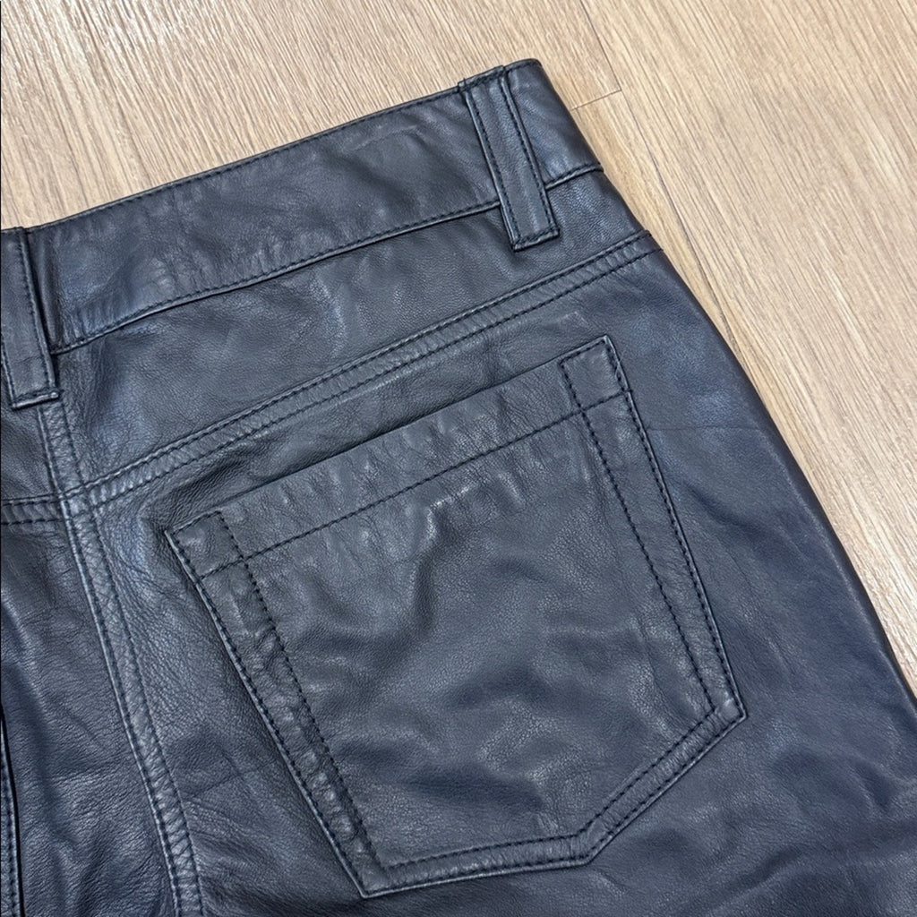 Theory Emme L Black Straight Leg Leather Low Rise Pants Size 2 NEW!