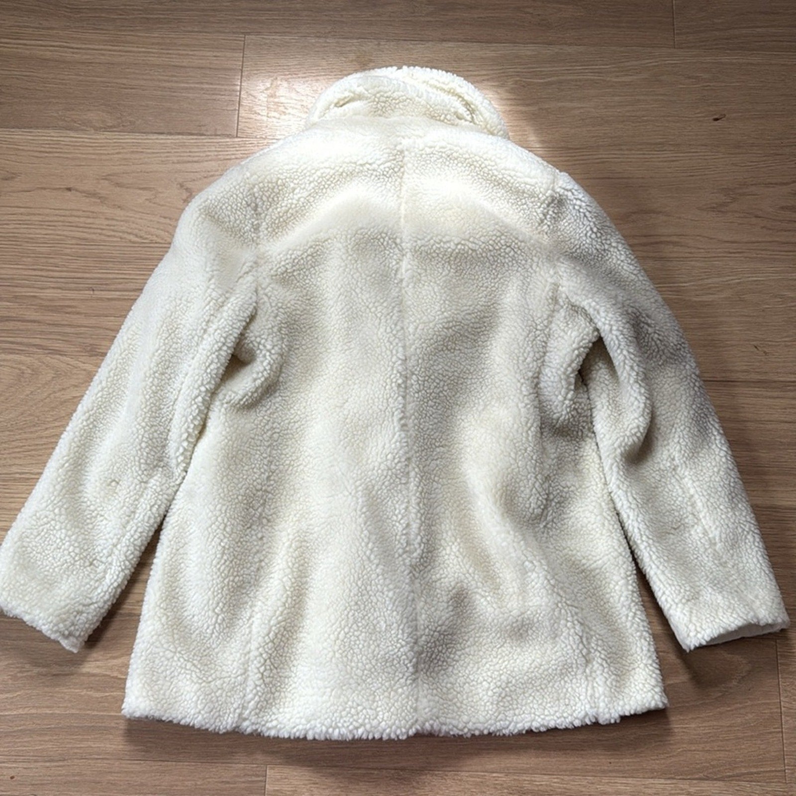 J. Crew Cream Polyester Teddy Button Front Jacket Plush Oversized Fit Medium