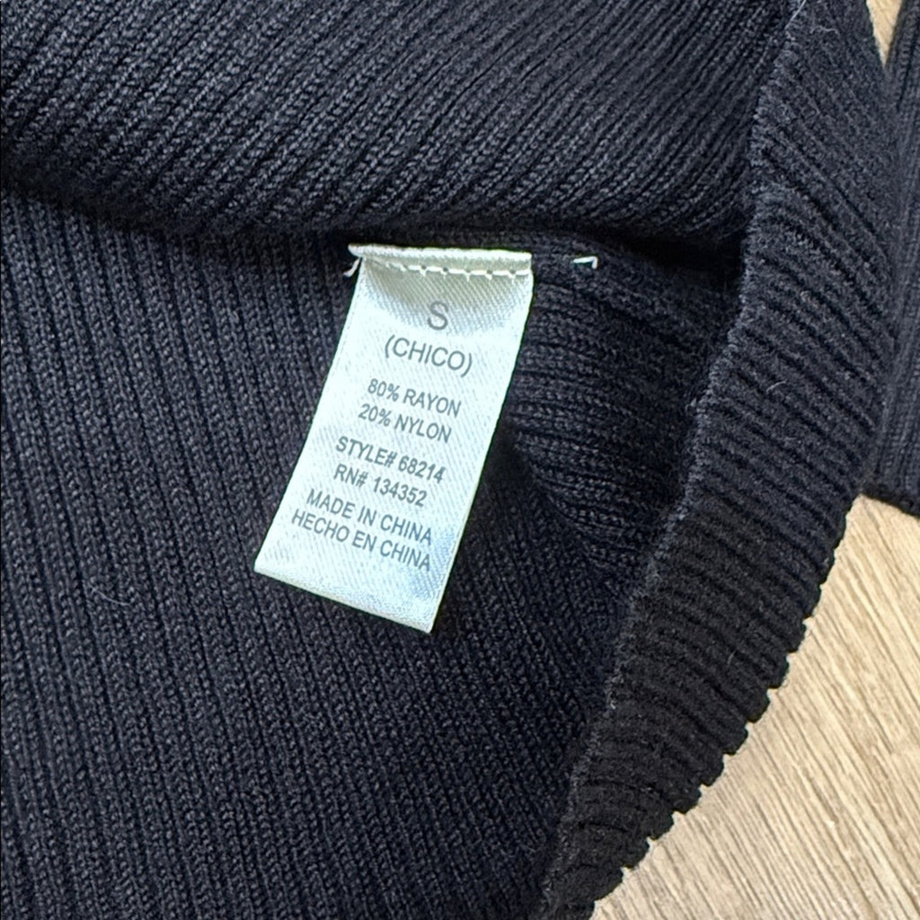 Ambiance Black Ribbed Knit V Neck Sweater Size Small