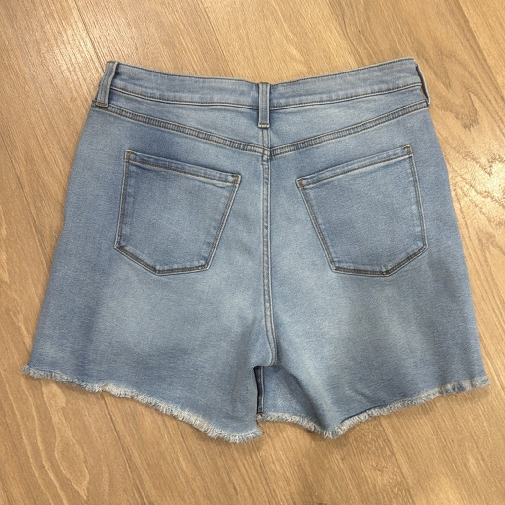 Lauren Conrad Light Wash Blue Button Fly Women's Distressed Denim Shorts Size 12