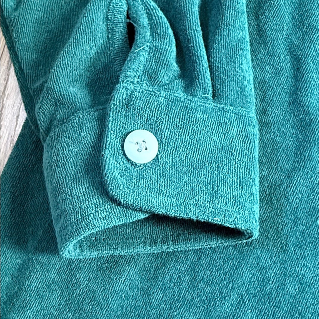 Barstool Sports Sad Boy Season Green Terrycloth Button-Up Long Sleeve Shirt Lg