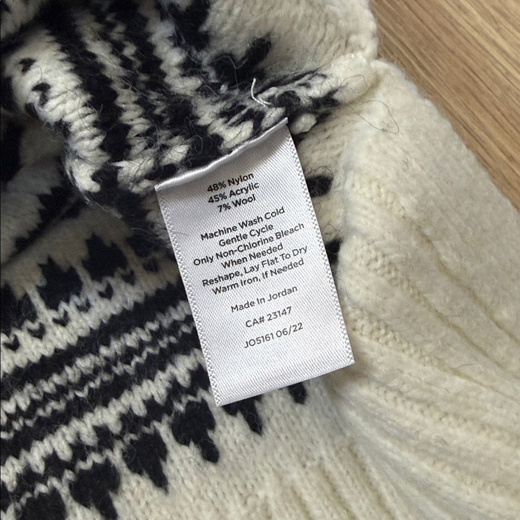 Talbots Black and White Mock Neck Knit Sweater Size XL NEW!