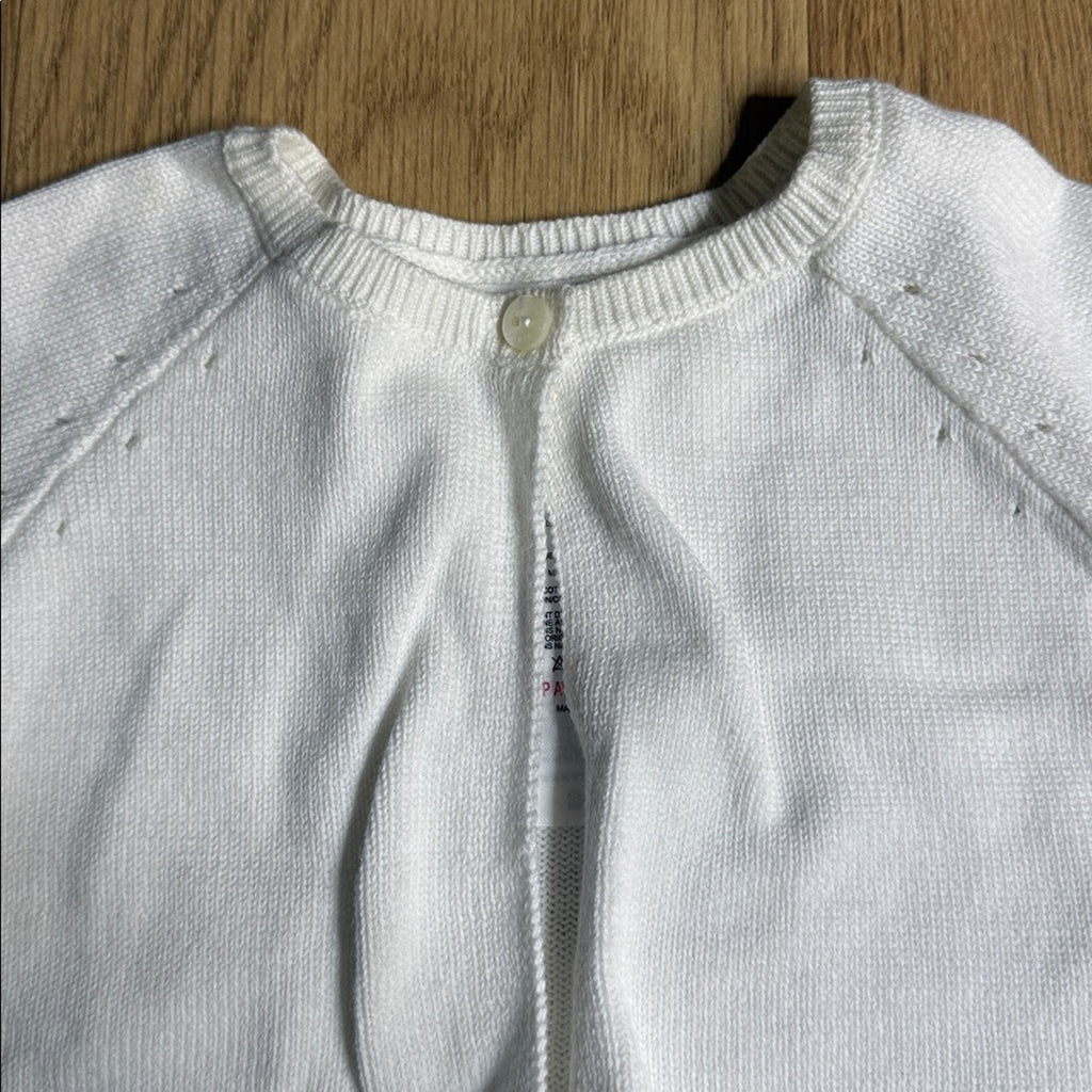 NWT Jacadi White Cropped Knit Cardigan Size 18 Months