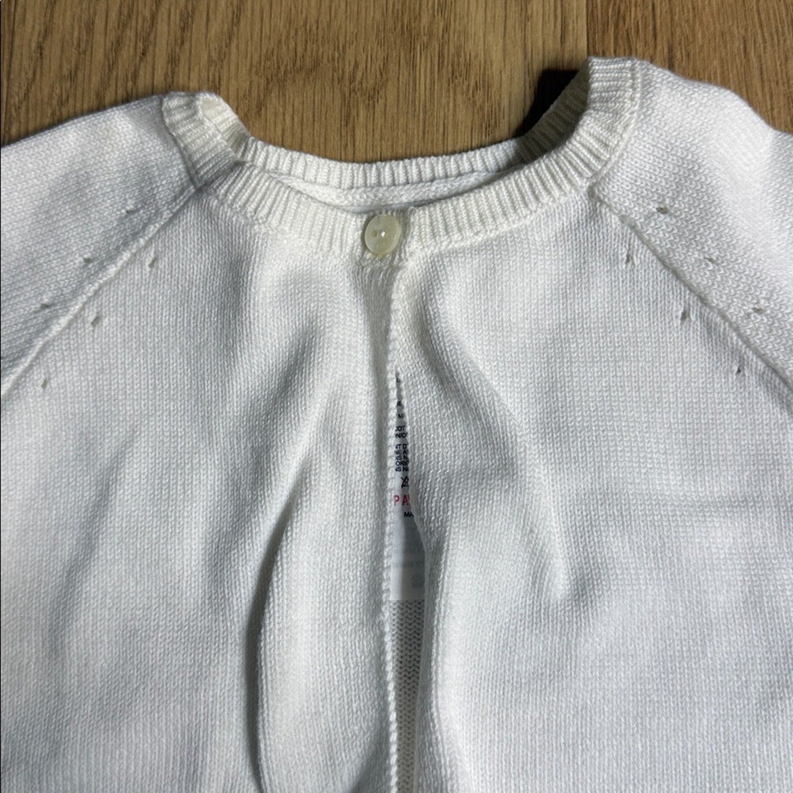 NWT Jacadi White Cropped Knit Cardigan Size 18 Months