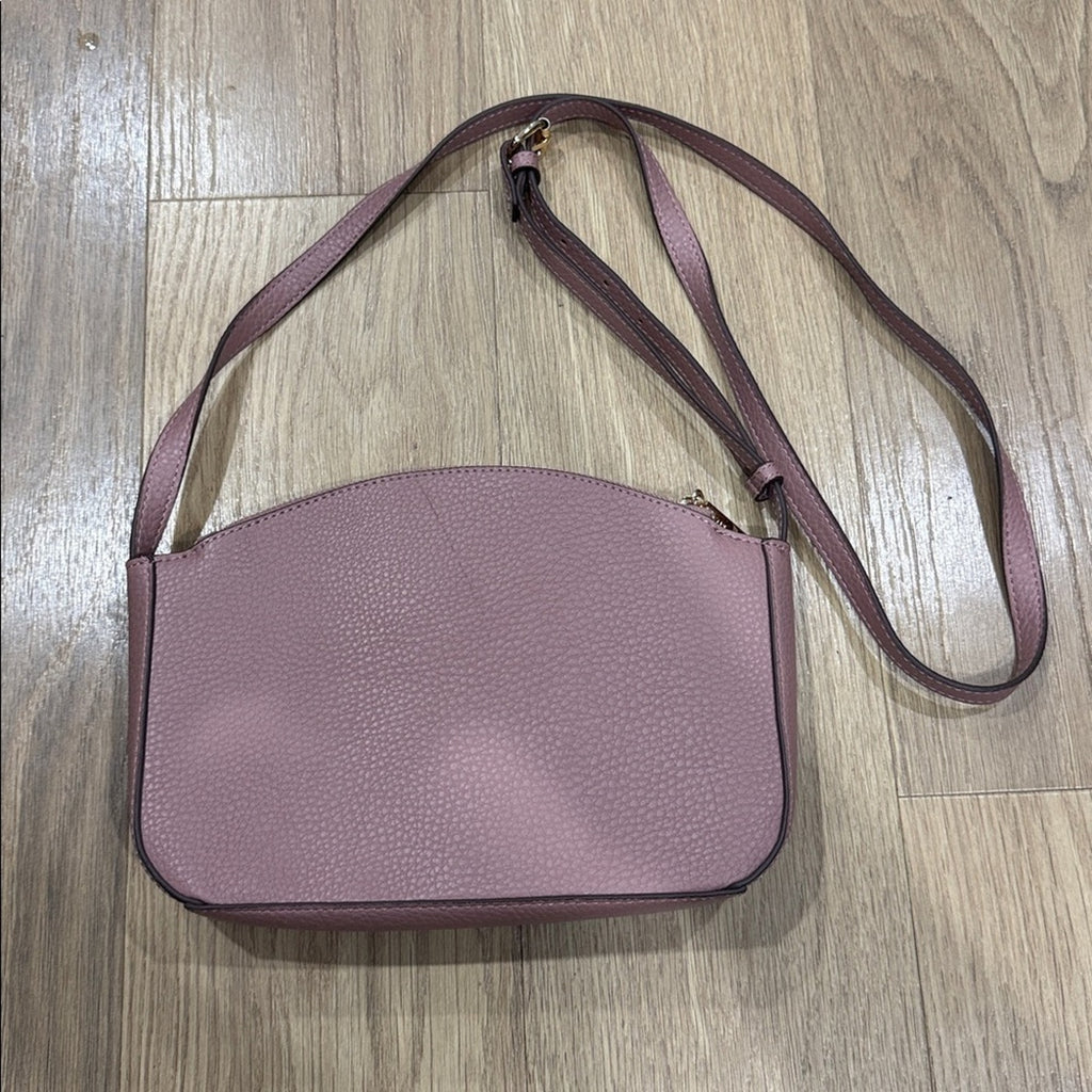 Anne Klein Textured Dome Crossbody Bag in a Mauve / Pink