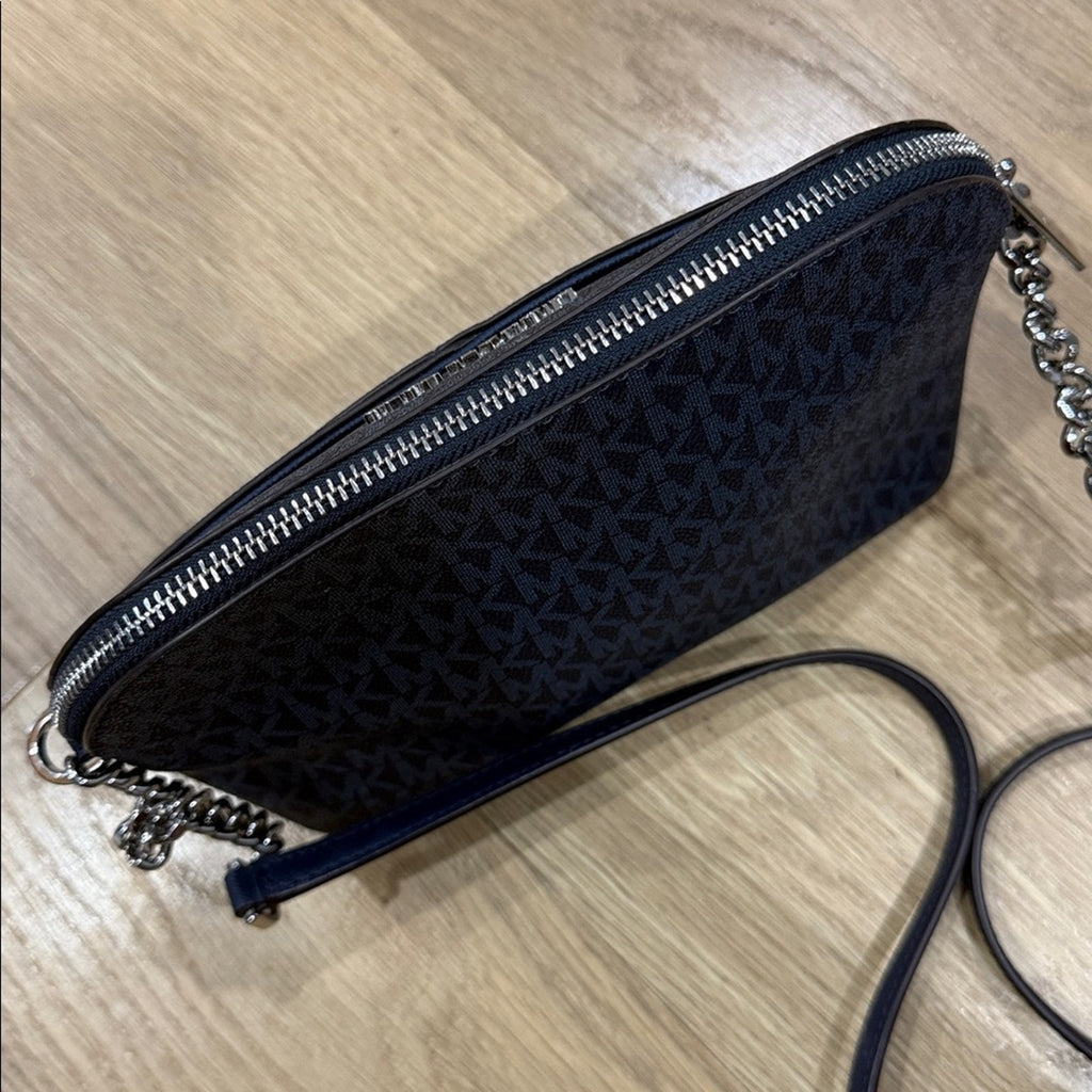 Michael Kors Jet Set Travel Med Signature Logo Dome Crossbody Bag Admiral Blue