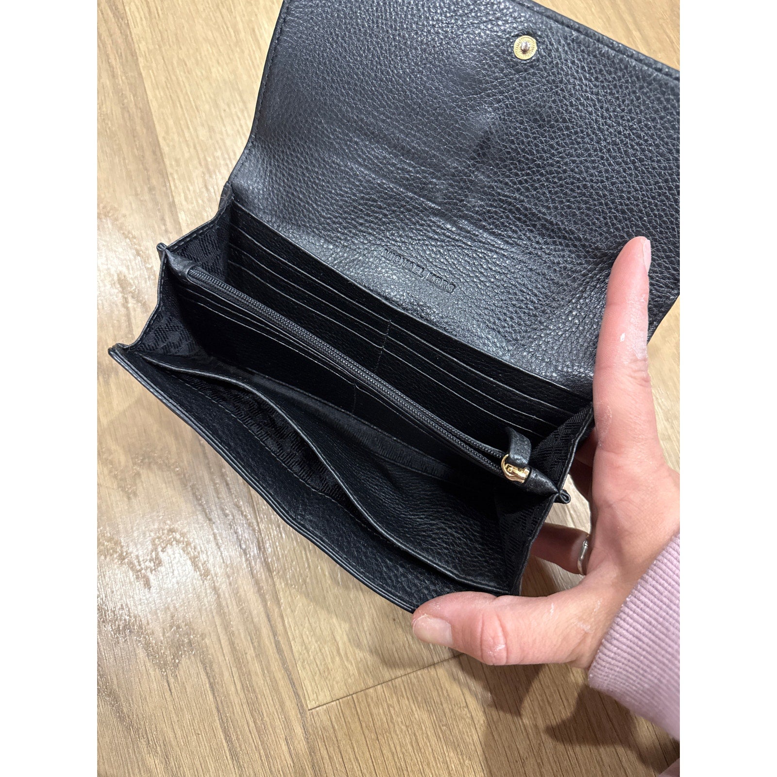 Michael Kors Fulton Continental Flap Wallet in Black Leather