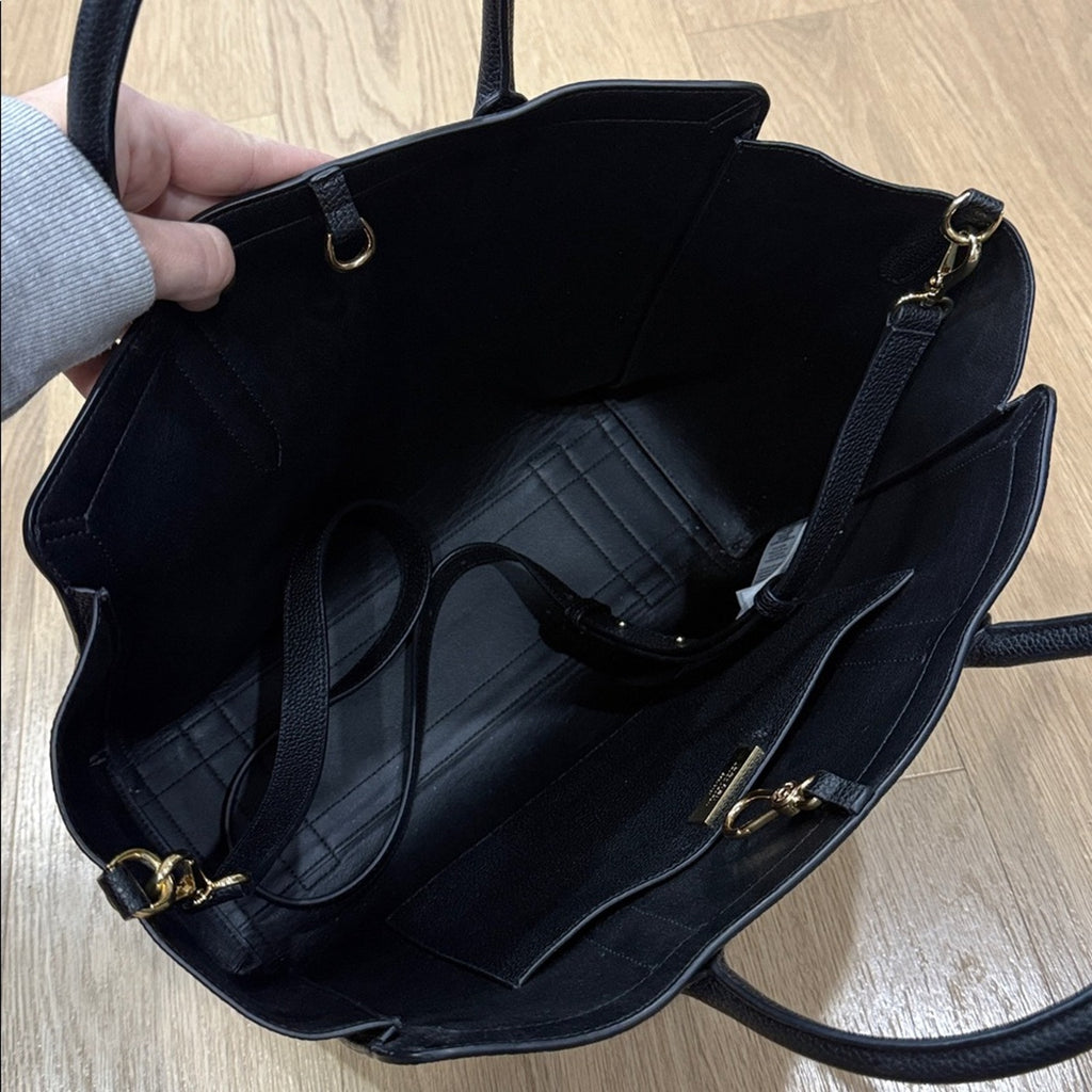 Lauren Ralph Lauren Black Pebbled Leather Tyler Tote Bag