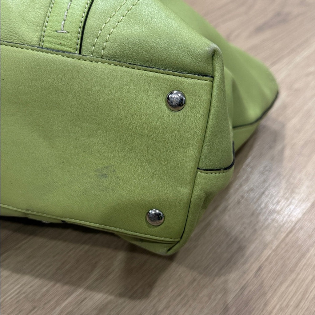 Coach East / West Leather Tote Bag in Lime Green