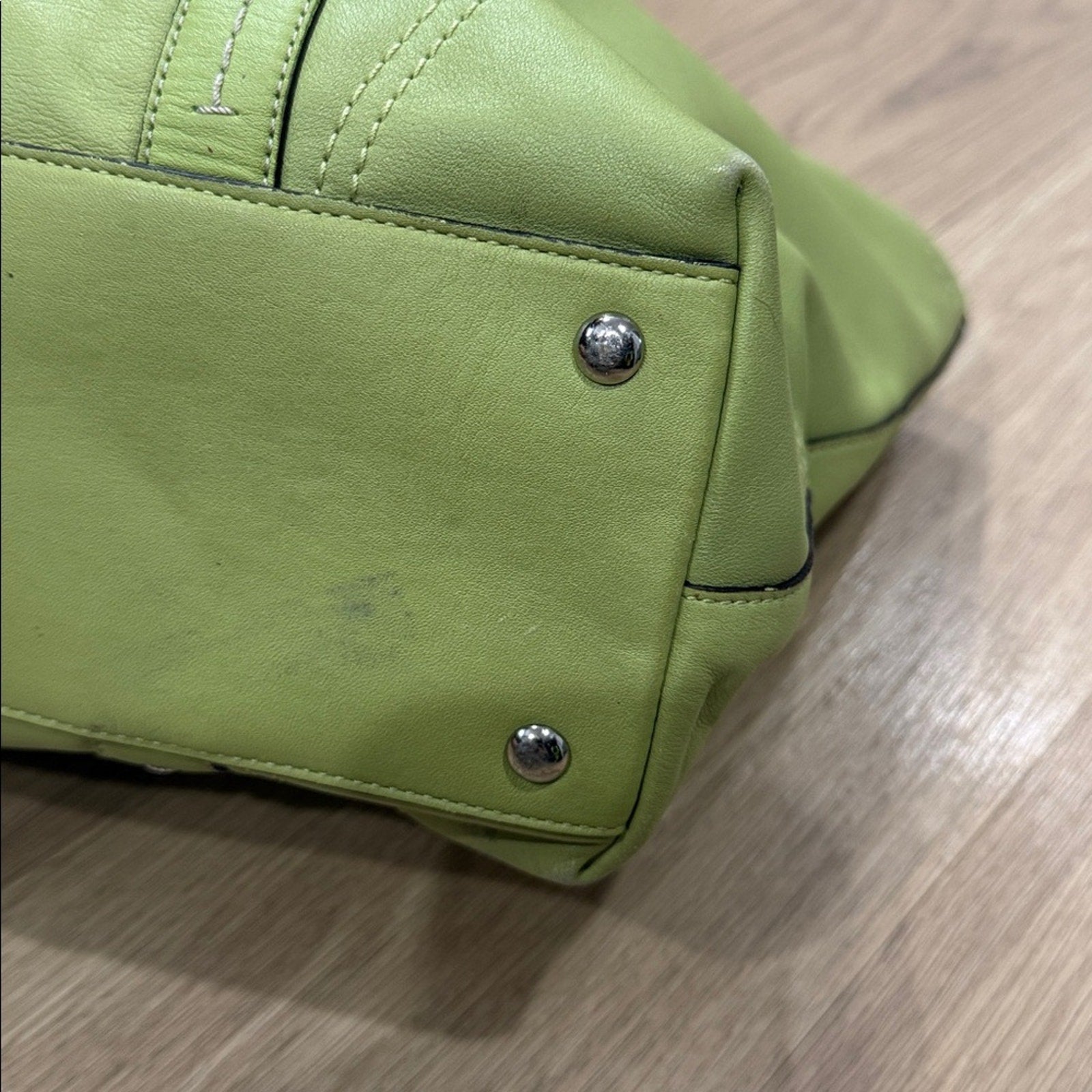 Coach East / West Leather Tote Bag in Lime Green