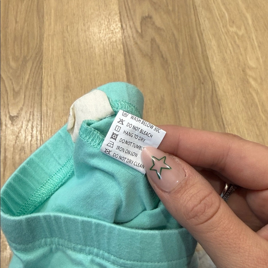 M.L. Kids Aqua Leggings with White Lace Trim Size 3T