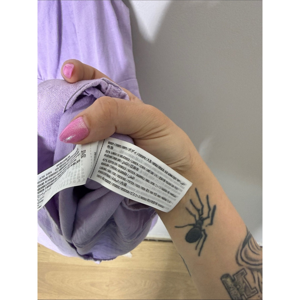 Abercrombie & Fitch Lavender Sweetheart Neckline Linen Dress Size XL