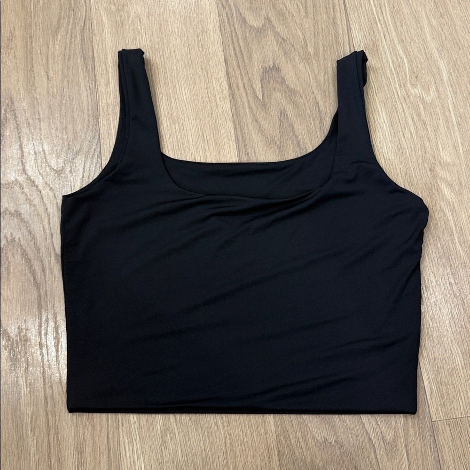 Black Women's Cropped Sleeveless Basic Top Size Large