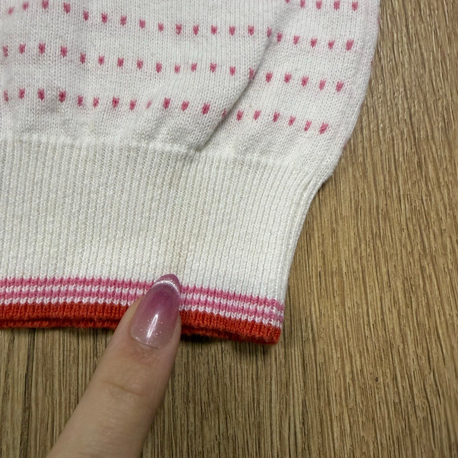 Janie and Jack Patisserie Shoppe Collection | Sweet Kids' Clothes White Pink Red Short Sleeve Sweater Size 6-12 Months