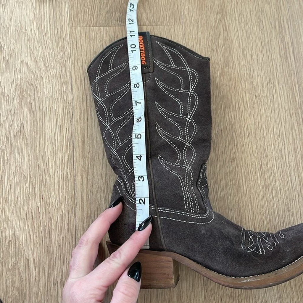 ROCKET DOG Brown Embroidered Heeled Western Boots Size 6