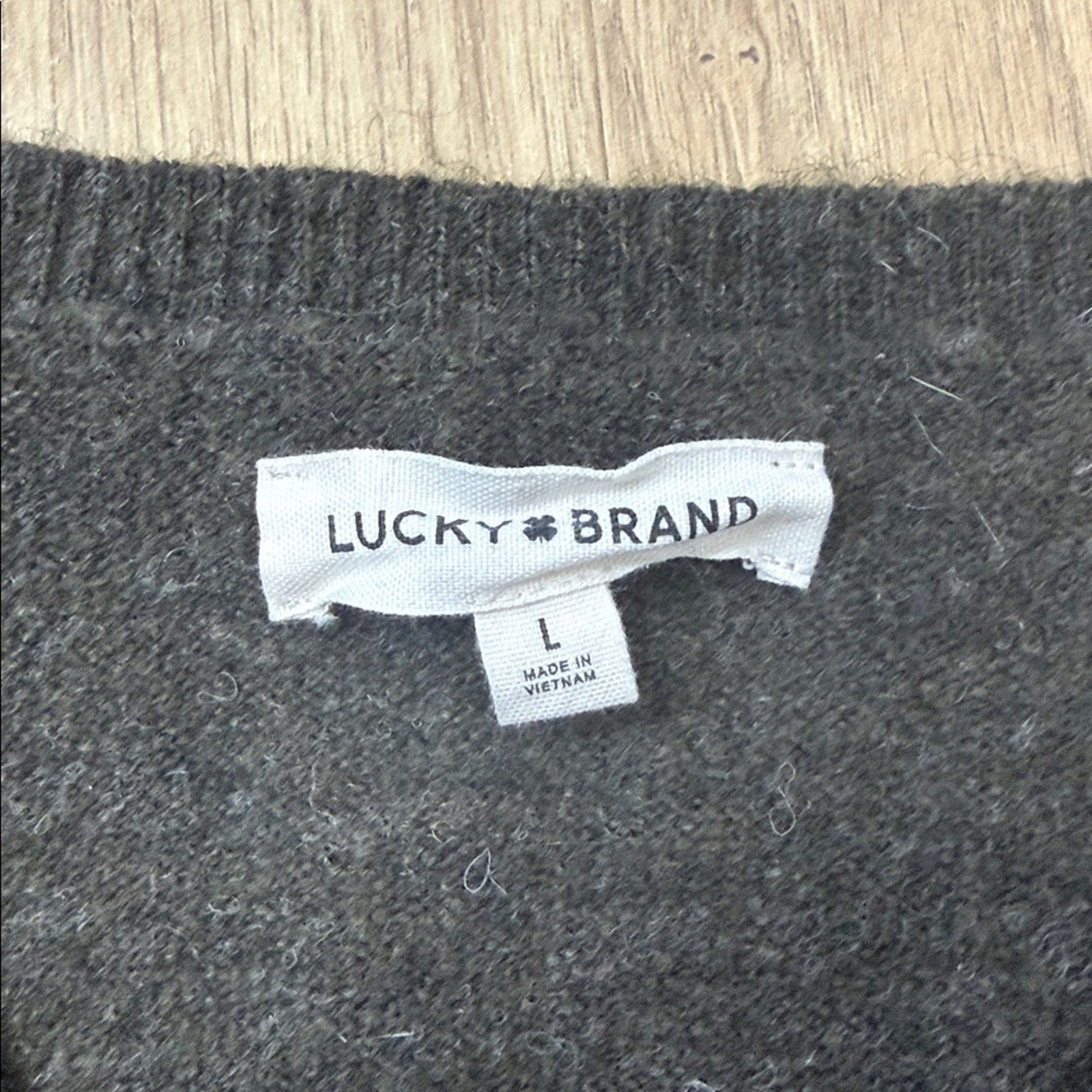 Lucky Brand Dark Green/Gray V-Neck Sweater Size Large