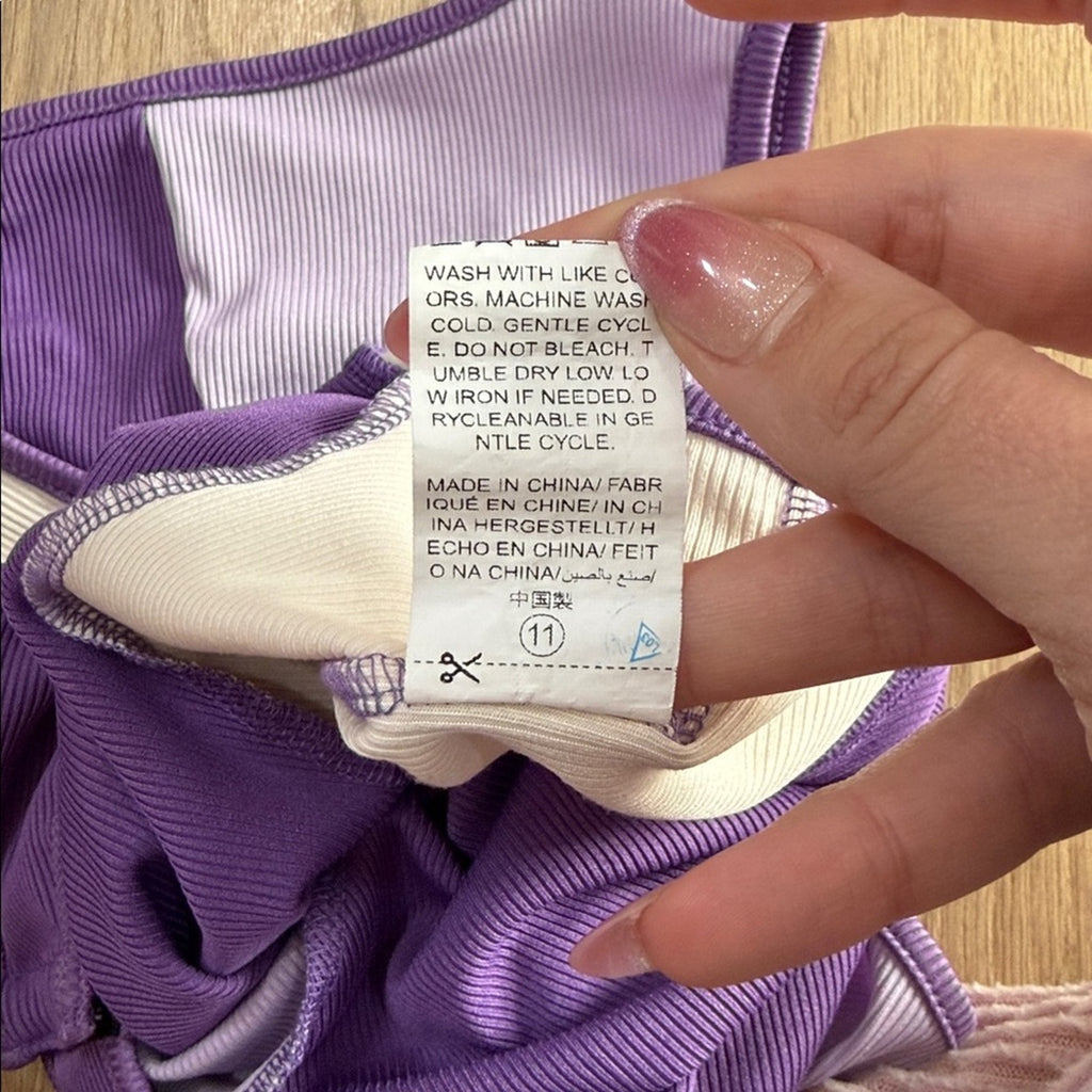 Purple and White Wavy Pattern Sleeveless Snap Bodysuit Size Large